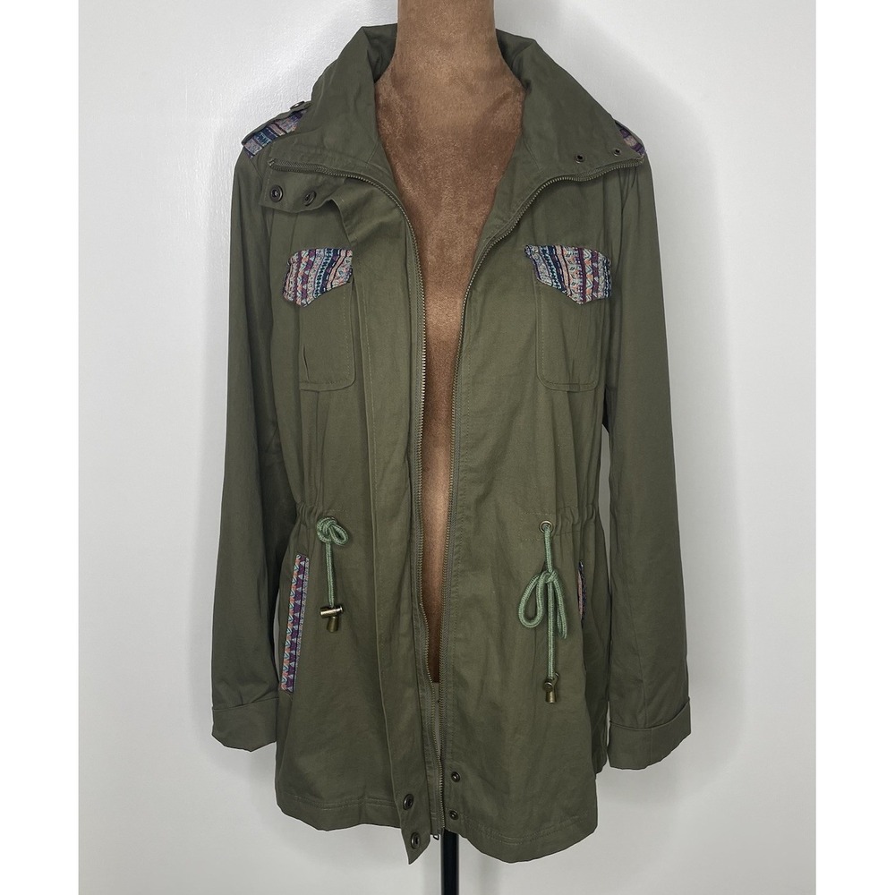 Crescent Anorak Jacket Military Cargo Jacket Olive Size L Embroidered Cotton NWT - Picture 6 of 13